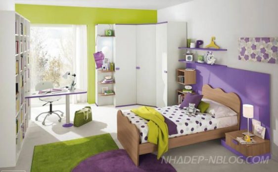 mobilier-camera-copii-mov-cu-verde