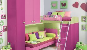 mobilier-camera-copii-mov-roz-si-verde