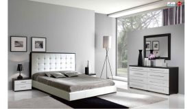 mobilier dormitor alb cu maro inchis 3