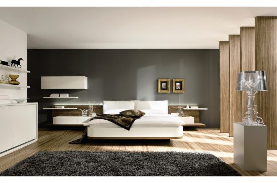 mobilier dormitor alb cu maro stil modern