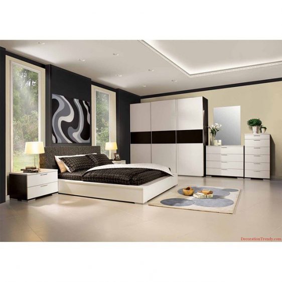 mobilier dormitor alb cu negru
